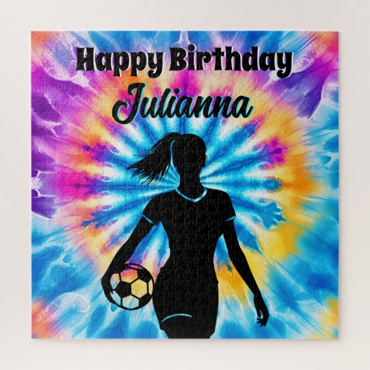 Soccer Girl Personalisierte Krawatte Dye Rainbow B Puzzle (Vertikal)