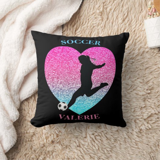 Soccer Girl Throw Kissen (Decke)