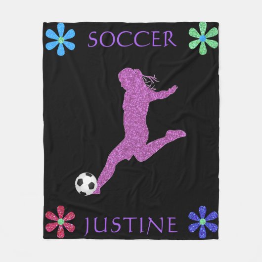 Soccer Girls Funkelnd Blume Power Fleecedecke (Vorderseite)
