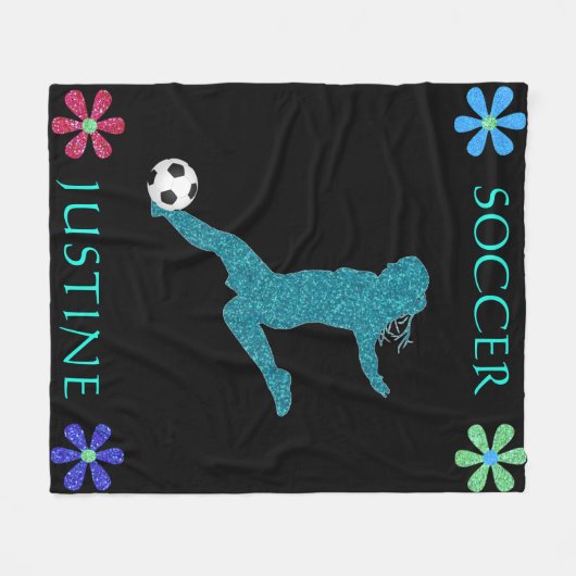 Soccer Girls Funkelnd Blume Power Fleecedecke (Vorderseite (Horizontal))