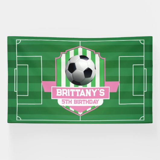 Soccer Girly Birthday banner backdrop  (Horizontal)