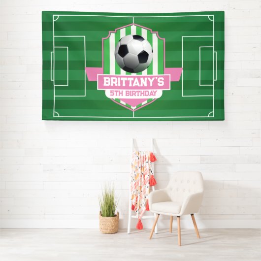 Soccer Girly Birthday banner backdrop  (Insitu)