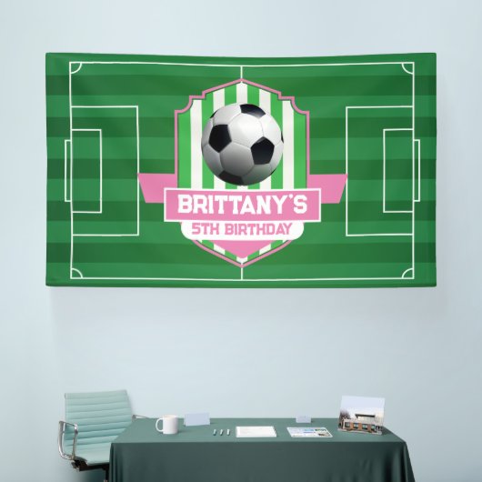 Soccer Girly Birthday banner backdrop  (Messe)
