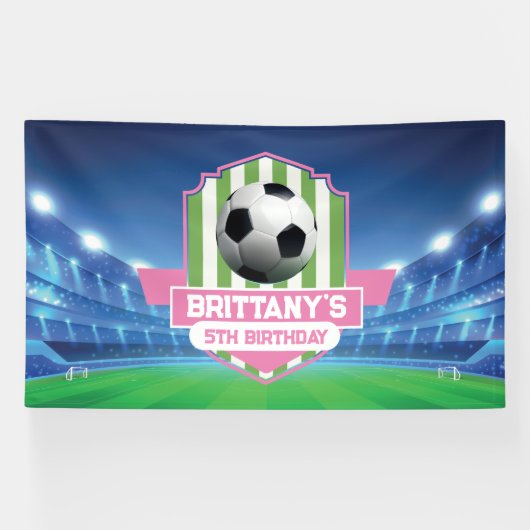 Soccer Girly Birthday banner backdrop  (Horizontal)
