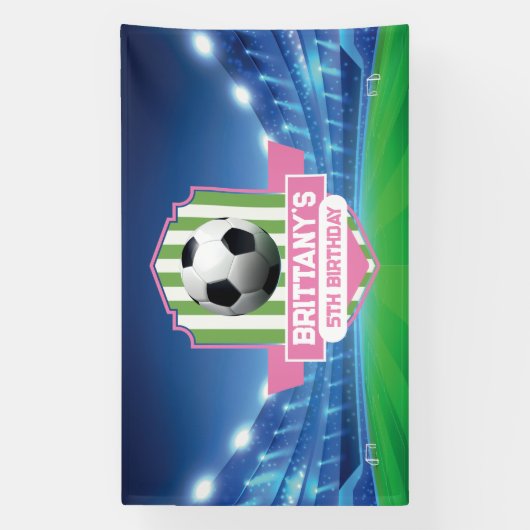 Soccer Girly Birthday banner backdrop  (Vertikal)