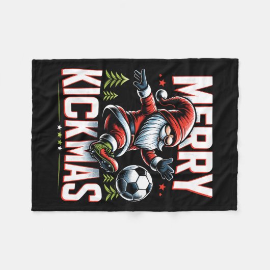 Soccer Gnome Merry Kickmas Fleecedecke (Vorderseite (Horizontal))