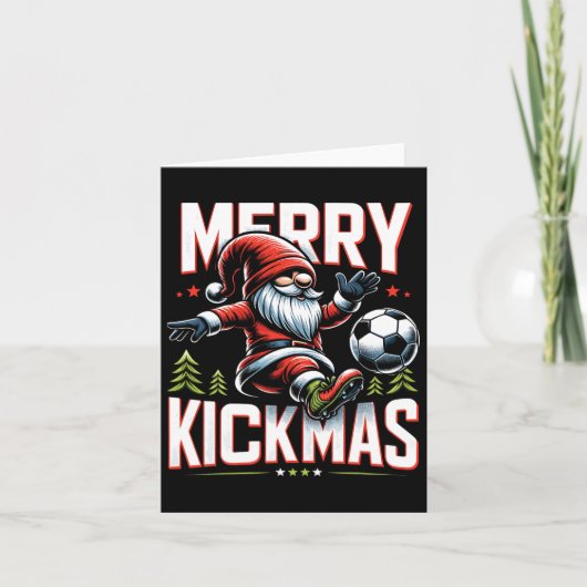 Soccer Gnome Merry Kickmas Karte (Vorderseite)