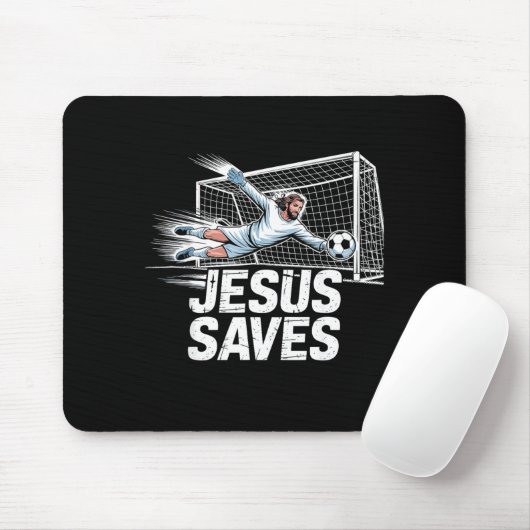 Soccer Goalie Goalkeeper Jesus Saves Christian Soc Mousepad (Mit Mouse)