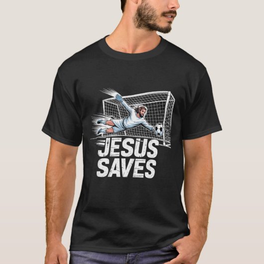 Soccer Goalie Goalkeeper Jesus Saves Christian Soc T-Shirt (Vorderseite)