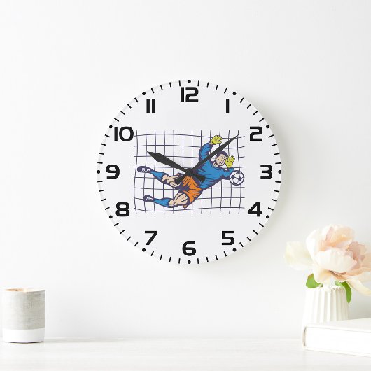 Soccer Goalkeeper Diving Save Große Wanduhr