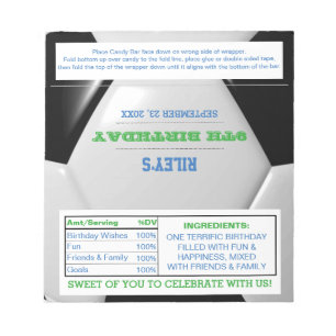 Soccer Green Blue Party Favor Candy Wrappers Notizblock