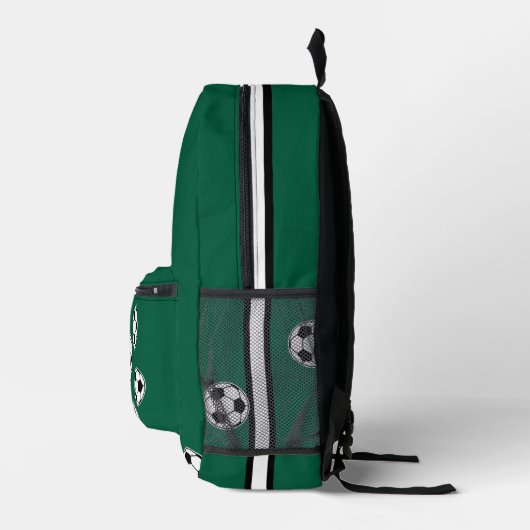 Soccer Green Personalised Kids Back to School Bedruckter Rucksack (Rechts)