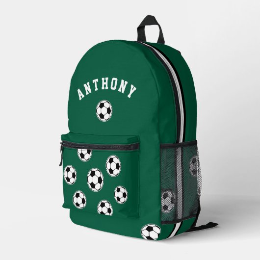 Soccer Green Personalised Kids Back to School Bedruckter Rucksack (Rückseitige Ecke Rechts)