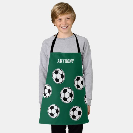 Soccer Green Personalised Kids Back to School Schürze (Getragen)