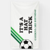 Soccer Green Stripes Hat Trick 3. Geburtstag Banner (Vertikal)