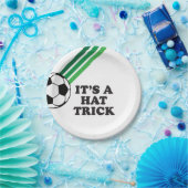 Soccer Green Stripes Hat Trick 3. Geburtstag Pappteller (Party)