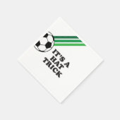 Soccer Green Stripes Hat Trick 3. Geburtstag Serviette (Ecke)