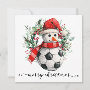 Soccer Happy Holidays Snowman Weihnachtskranz Feiertagskarte
