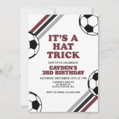 Soccer Hat Trick 3. Geburtstag Einladung (Vorderseite)