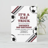 Soccer Hat Trick 3. Geburtstag Einladung (Stehend Vorderseite)