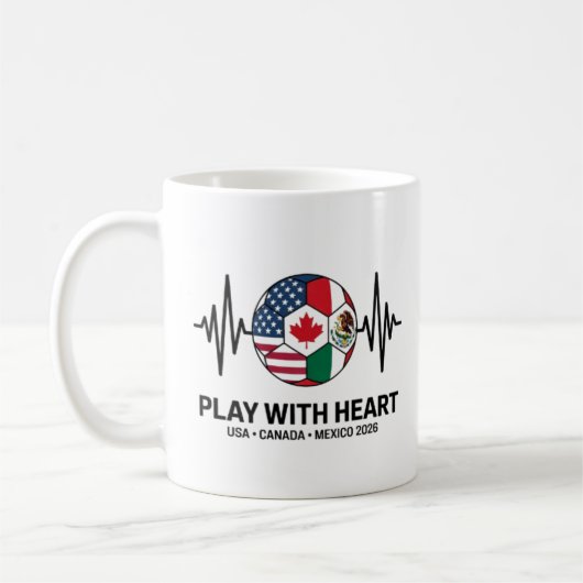 Soccer Heartbeat USA Canada Mexico 2026 Kaffeetasse (Links)
