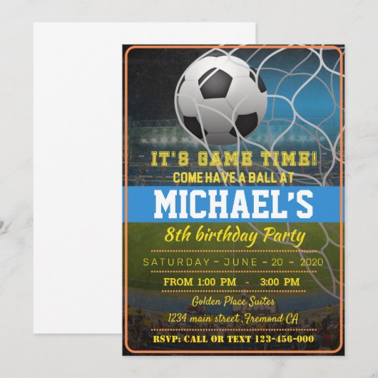 Soccer Invitation Einladung (Vorne/Hinten)