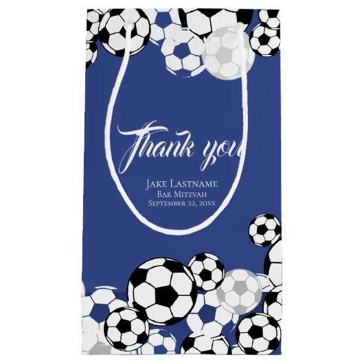 Soccer Invitational Blue mit Text Kleine Geschenktüte (Vorderseite)