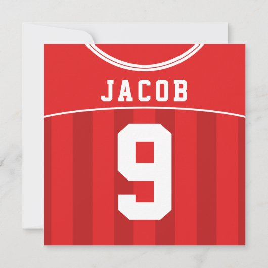 Soccer Jersey Themed Party Invites, Football, Red Einladung (Rückseite)
