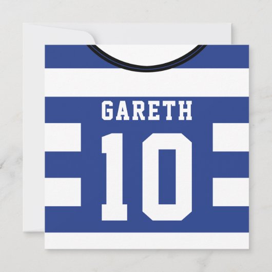 Soccer Jersey Themed Party lädt Template ein, blau Einladung (Rückseite)