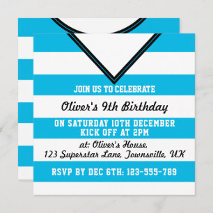 Soccer Jersey Themed Party lädt Template ein, blau Einladung