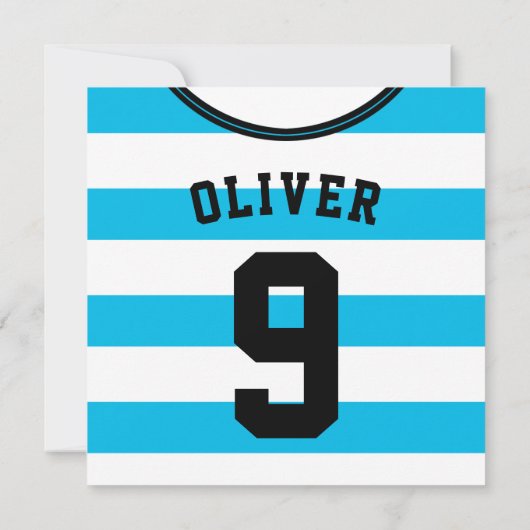 Soccer Jersey Themed Party lädt Template ein, blau Einladung (Rückseite)