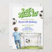 Soccer Kick off some fun Boy Birthday Einladung (Vorderseite)