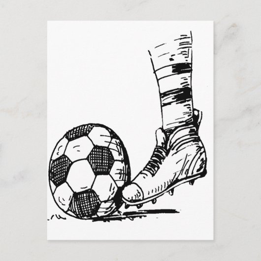 SOCCER KICKER SCHWARZ UND WEISS POSTKARTE (Vorderseite)