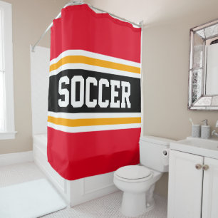 SOCCER Leichtathletische, helle, schwarz-gelbe Str Duschvorhang