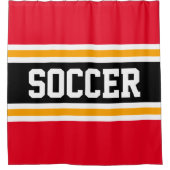 SOCCER Leichtathletische, helle, schwarz-gelbe Str Duschvorhang (Vorderseite)