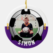 Soccer Lila White Team Colors Keramik Ornament (Hinten)