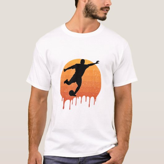 Soccer Lover Vintag Retro Sunset T-Shirt (Vorderseite)