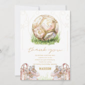 Soccer Luxury Girl Birthday Dankeskarte (Vorderseite)