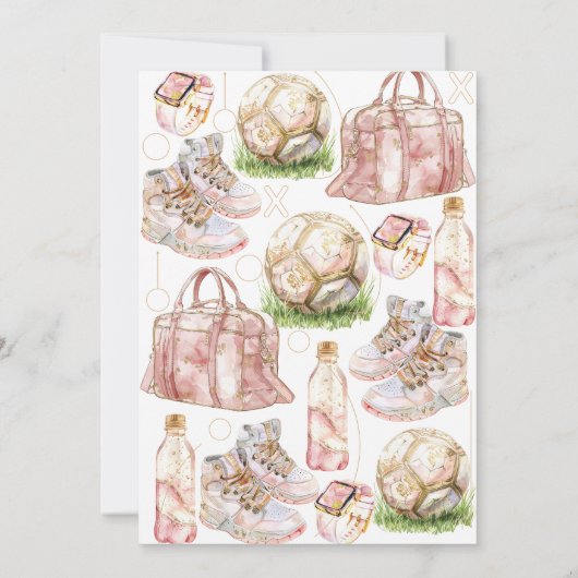 Soccer Luxury Girl Birthday Dankeskarte (Rückseite)