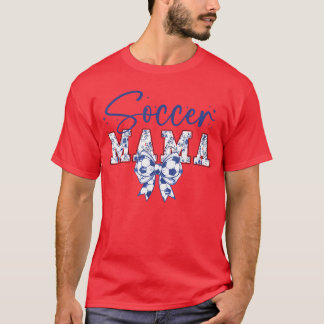 Soccer Mama Coquette Bow Funny Soccer Cheer Mama g T-Shirt