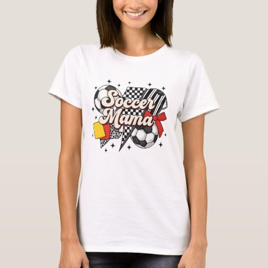 Soccer Mama Shirt - Kühner Bow & Gemustertes Herz (Vorderseite)