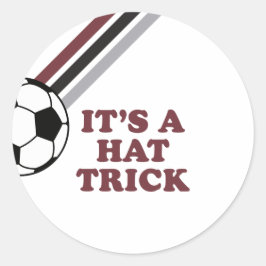 Soccer Maroon Stripes Hat Trick 3. Geburtstag Runder Aufkleber