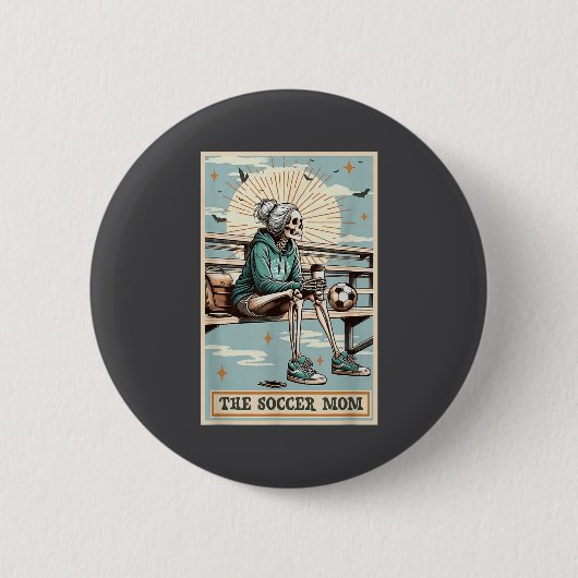 Soccer Mom Skeleton Tarot Card Vintage Halloween  Button (Vorderseite)