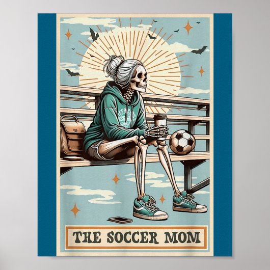 Soccer Mom Skeleton Tarot Card Vintage Halloween  Poster (Vorne)