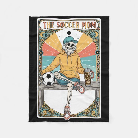 Soccer Mom Tarot Card Skeleton Coffee Byll Sidelin Fleecedecke (Vorderseite)