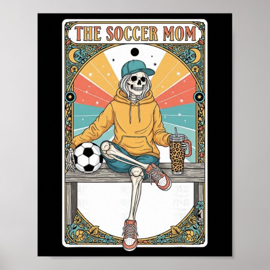 Soccer Mom Tarot Card Skeleton Coffee Byll Sidelin Poster (Vorne)