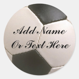 SOCCER— NAMEN ODER TEXT HIER EINFÜGEN RUNDER AUFKLEBER