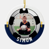 Soccer Navy White Team Colors Keramik Ornament (Vorne)