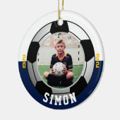 Soccer Navy White Team Colors Keramik Ornament (Links)