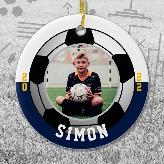 Soccer Navy White Team Colors Keramik Ornament